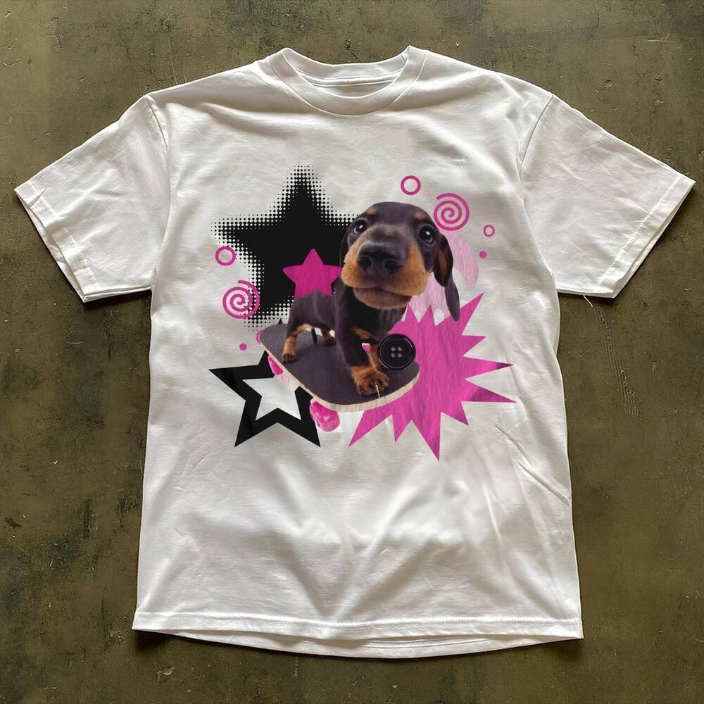 Style Cute Wiener Dog Star White T Shirt